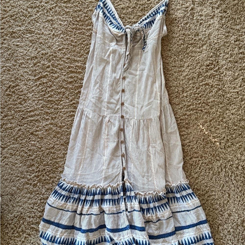 Veronica Beard Striped Maxi Dress with Blue Accents